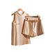 Women's Clothing High End Temperament Hides Meat And Looks Thin Fashionable Champagne Color Top And Shorts Two Piece Suit_ecoleips.com