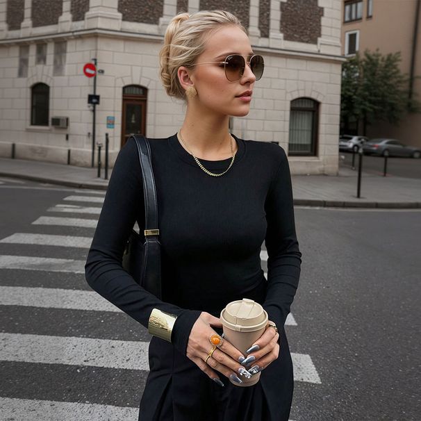 Voya Women's Spring And Summer New Style French Sexy Backless T-shirt With Fashionable Temperament And Elegant Figure Display Top_ecoleips.com