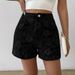 Women's Clothing New Fashion Texture Jacquard Retro High Waist Straight Shorts_ecoleips.com
