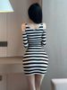 WOMENGAGA Nightclub Sexy Spicy Girl Stripe Design Long Sleeve Off Shoulder V-Neck Low Cut Short Tight Dress Elegant Sweet I3Z5_ecoleips.com