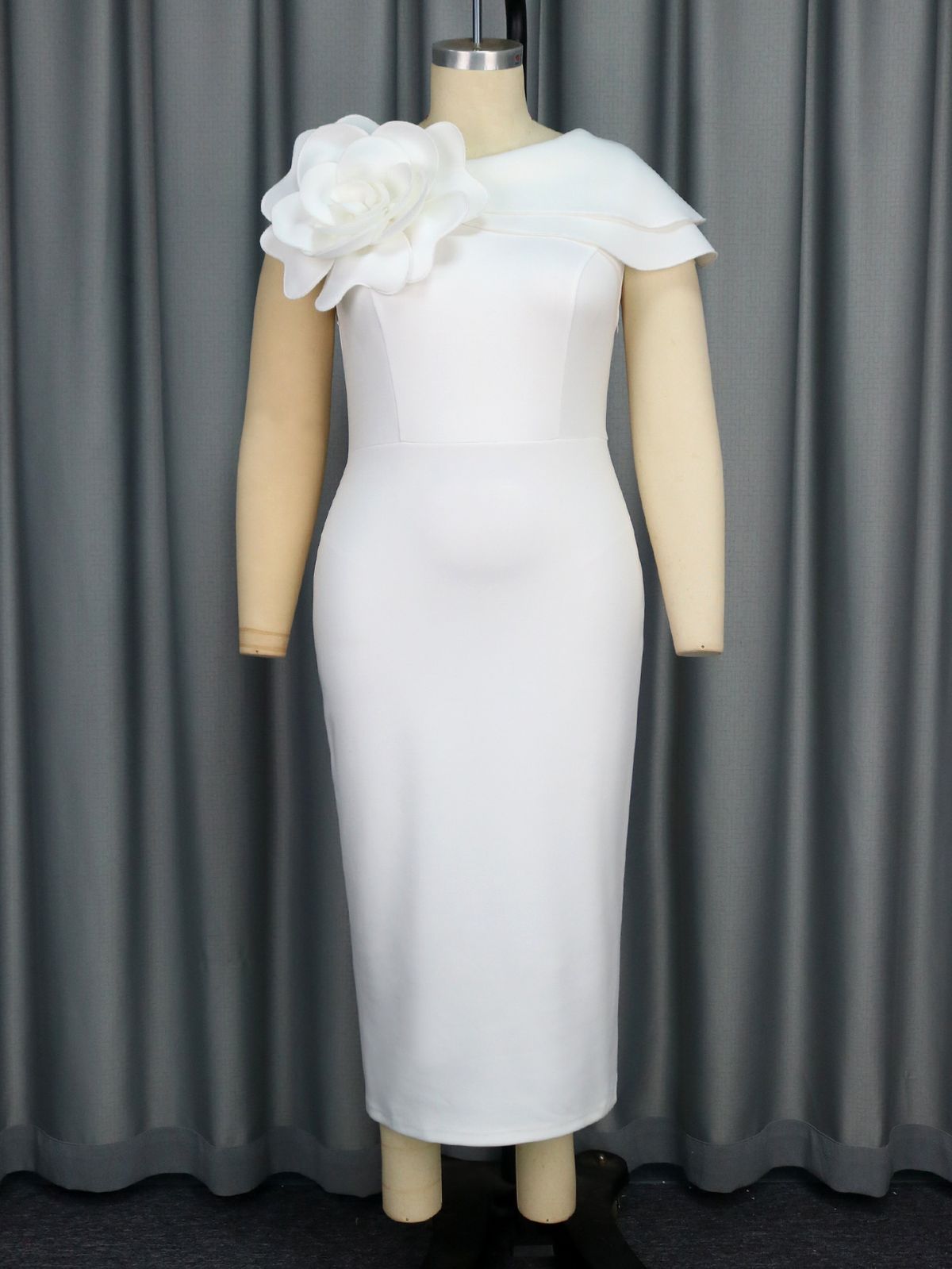Women’s Clothing banquet evening dress round neck sleeveless shape flower dress Party dress_ecoleips.com