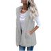 Women's Bubble Fleece Hooded Vest Sleeveless Open Front Cardigan - Oversized Casual Layering Piece For Autumn & Winter_ecoleips.com