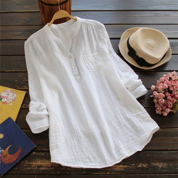 Aria Basics Aria Basics 2025 European And American Foreign Trade Cross-border Women's Plus Size Cotton-linen Long-sleeve Loose_ecoleips.com