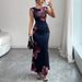 Elegant Sleeveless Bodycon Midi Dress Slim Fit Print for Evening And Special Occasions Women's Clothing_ecoleips.com