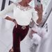 Elegant Lace Collar Long Sleeve T-Shirt For Women - Pure Color Round Neck Blouse, Spring Summer Casual Top, Polyester Stretch Comfort Fit (S-XXL)_ecoleips.com