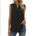 Women's Spring Summer New Solid Color Shirt Loose V-neck Sleeveless Lace Trim Top_ecoleips.com
