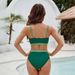 Women's Clothing New Bikini Split High Waist Sports Swimsuit Contrast Color Cross Gathered Swimsuit Bikini_ecoleips.com