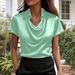 Summer Fashion Short Sleeve Shirt For Women Professional Style Solid Color Casual Turn Down Collar Button_ecoleips.com
