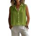 Classic Sleeveless Poplin Shirt For Women - Solid Color Collared Top, Breathable Polyester, Casual & Office Wear, Versatile Layering Piece_ecoleips.com