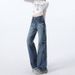 Wholesale High-gloss Blue American Retro Low-waist Flared Straight Jeans For Women, Loose And Slimming, Floor-length_ecoleips.com