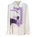 Elegant Satin Blouse For Women – Stylish Printed Long Sleeve Shirt With Contrast Color Design, Office Wear & Casual Chic_ecoleips.com