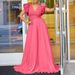 Women's sexy deep V pleated wide leg large size jumpsuit_ecoleips.com