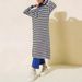 Women's Muslim Hooded Striped Long Dress Loose Casual Pants Set_ecoleips.com
