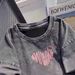 2024 Summer New 230g Short Sleeve T-Shirt For Women, Washed Vintage Design, Printed Student Wear, Loose Mid-Length Style_ecoleips.com