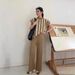 Inspired Women's Two Piece Knitted Fashion Set Elegant Sophisticated High Neck Striped Top Casual Wide Leg Pants_ecoleips.com