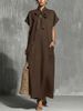 Bohemian V-Neck Belted Summer Dress – Oversized Flowy Midi Dress In Solid Colors (S-XXXL)_ecoleips.com