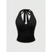 Women's Clothing Retro Leopard Print Backless Fashion Halter Neck Top V Neck Sexy Hot Girl Sleeveless Small Vest Female_ecoleips.com