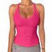 Women's Love Jar Ribbed Sports Vest V Neck Solid Color Top For Sports_ecoleips.com