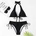 Women's Clothing Swimsuit Strap On Ins Bikini Sexy Solid Color Swimsuit Beach Vacation Bikini_ecoleips.com