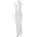 2025 Summer New Sexy Backless Ruched Slim Fit Solid Color Sleeveless Elegant Dress Wholesale_ecoleips.com