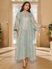 Verve Spring Summer New Tassel Leaf Embroidery Muslim Clothing Long Fashion Elegant Cover-up Dress Robe_ecoleips.com