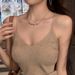 Purely Desirable Camisole For Women, A Tummy-covering Base Layer, Spicy V-neck Knitted Top, Unique Design_ecoleips.com