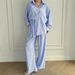 Autumn New Striped Sleeve Long Pants Lace Loose Wearable Pajamas Two-Piece Set European And American Homewear For_ecoleips.com