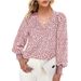 Women's Autumn Fashion: Loose-Fitting Printed Long-Sleeved V-Neck Chiffon Shirt_ecoleips.com