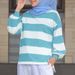 Women's Long Sleeved Tops Fashion Striped Shirts Ladies Shirts Casual Loose Muslim Robes_ecoleips.com