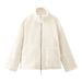 Women's Cozy Fleece Coat With High Neck - Soft Loose Fit Winter Jacket For Casual & Office Wear (Khaki, Coffee, Beige)_ecoleips.com