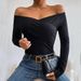 Voya 2026 European And American Women's Fashion Sexy Off-Shoulder Slim Fit Elegant Knitted Long-Sleeve Ladies_ecoleips.com