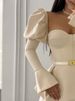 K Women's New Design Sense Corsage Splicing Irregular Puffy Sleeve Dress Short Skirt_ecoleips.com