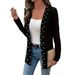 Elegant Beaded Knit Cardigan Jacket For Women - Stylish Office Wear & Casual Outerwear With Flowy Sleeves_ecoleips.com