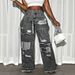 Men's High Street Trendy Hip Hop Loose Straight Leg Casual Trousers Distressed Design American Street Style_ecoleips.com