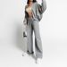 Women's Clothing New Fashion Solid Color Zipper Cardigan Lace Up Sweater Casual Straight Pants Suit_ecoleips.com