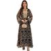 Elegant Saudi Jalabiya Dress – Long Sleeve Embroidered Abaya With Belt For Women (Dark Green, Black) – S-Xxl_ecoleips.com