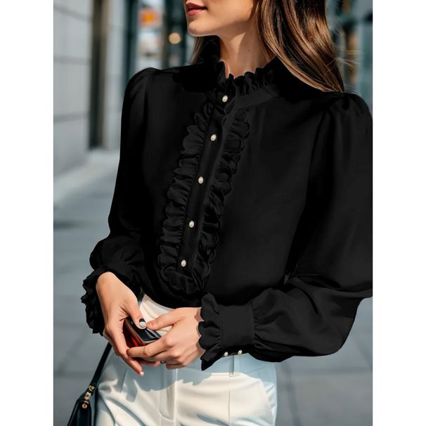 Women's Shirt With Ruffled Edges Versatile, Elegant, And Perfect For Business Or Fashion Occasions._ecoleips.com