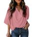 Annual Chiffon Shirt With Loose V-Neck Design, Casual Top, T-Shirt, Women's Clothing_ecoleips.com
