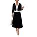 Women's Color Blocked Blazer Skirt Set Spring/Summer New Arrival Simple Two Piece Outfit with Solid Color Skirt_ecoleips.com