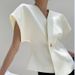 Women's Clothing One Button Vest Suit Fashionable Temperament Top Asymmetrical Vest Slim Waist Drop Shoulder Sleeves_ecoleips.com