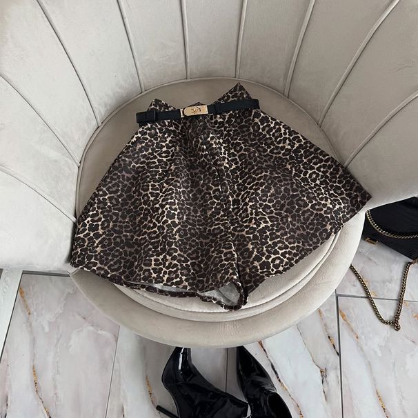 Women's Clothing Spring And Summer New High Waist Leopard Print Camouflage Loose Design Niche Casual Wide Leg Shorts_ecoleips.com