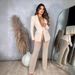 Women's Blazer & Pants Set - Beaded Mesh Office Suit, Straight-Leg Trousers, Elegant & Streetwear Style (Black, Beige, White)_ecoleips.com