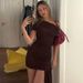 Women's 2025 Winter New Fashion Sexy Ruched Slim Fit Bodycon Ribbon Short Sleeve Dress Wholesale_ecoleips.com