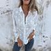 Embroidered Linen-Blend Shirt – Oversized Boho Blouse With Floral Cutouts & Peplum Hem (White/Apricot, Polyester, Long Sleeve, S-XXL)_ecoleips.com