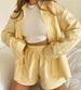 Women's Clothing Casual Striped Long Sleeved Shirt Top High Waist Loose Wide Leg Shorts Suit_ecoleips.com