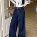 Petite Korean-style Loose Wide-leg Jeans Women, 2025 New Model, With Bow And Plaid Patchwork Design, Stylish Long Pants_ecoleips.com