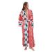 Tropical Beach Cover-Up – Flowy Resort Dress With Bikini Wrap, Sun Protection Swimwear Sheer Mesh Long Sleeve (One Size, Red/Green)_ecoleips.com