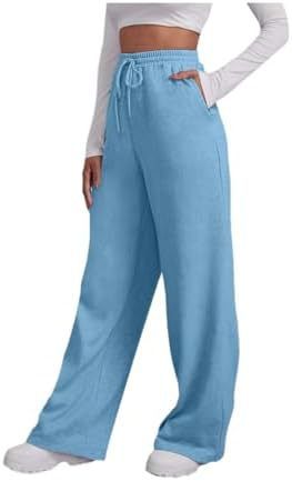 Women's High Waisted Wide Leg Sweatpants - Trendy & Comfortable Lounge Pants For Casual Wear_ecoleips.com