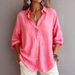 Women's Clothing Women's Fall Long Sleeve Shirt Collared Casual Loose Fit Solid Color Top Blouse_ecoleips.com
