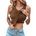 Summer Women's Solid Color Round Neck Vest Bra Feminine Base Layer Outerwear_ecoleips.com